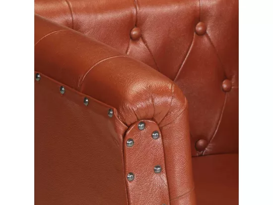 Fauteuil marron cuir véritable
