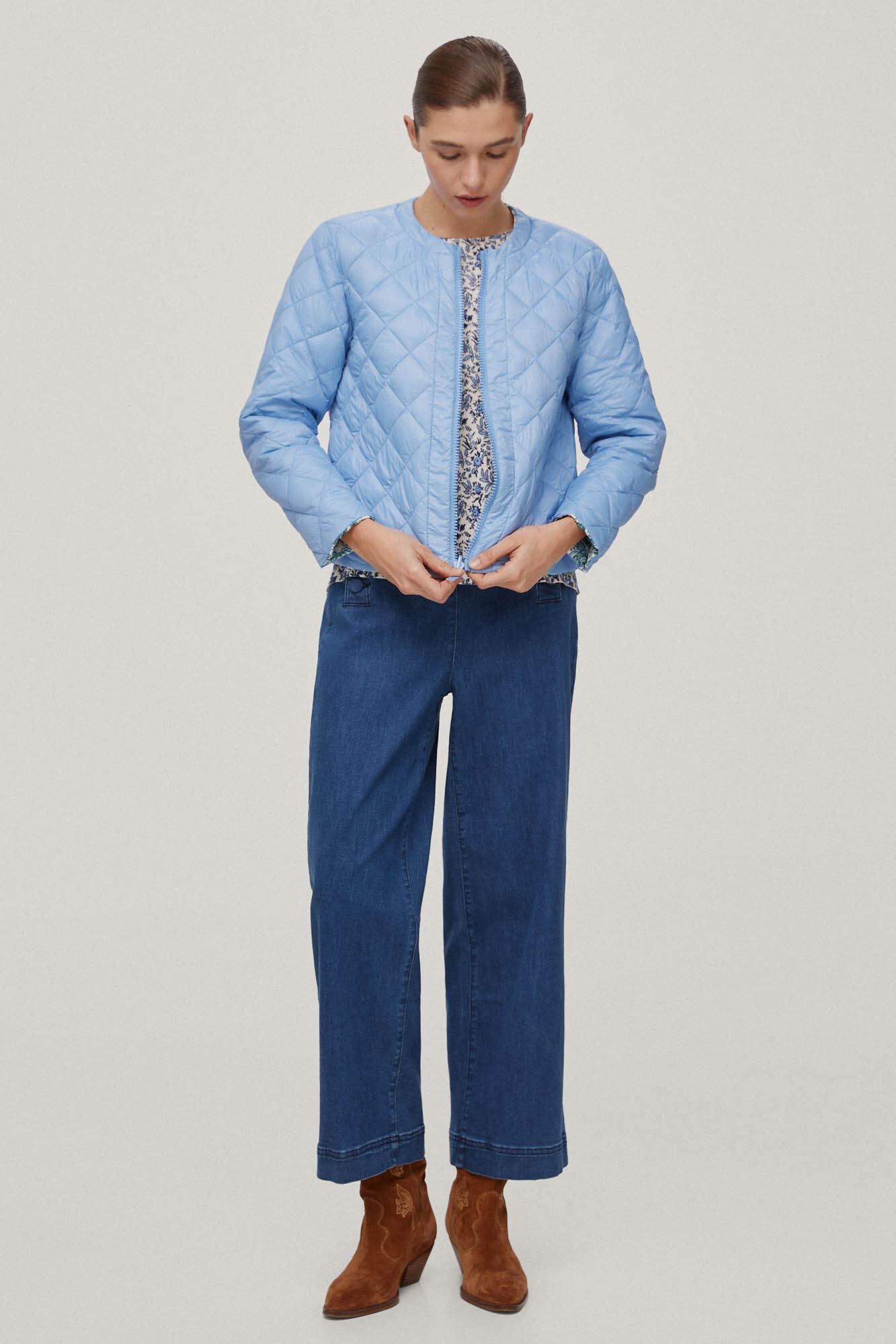 Camiseta ultraleve reversível curta - Azul