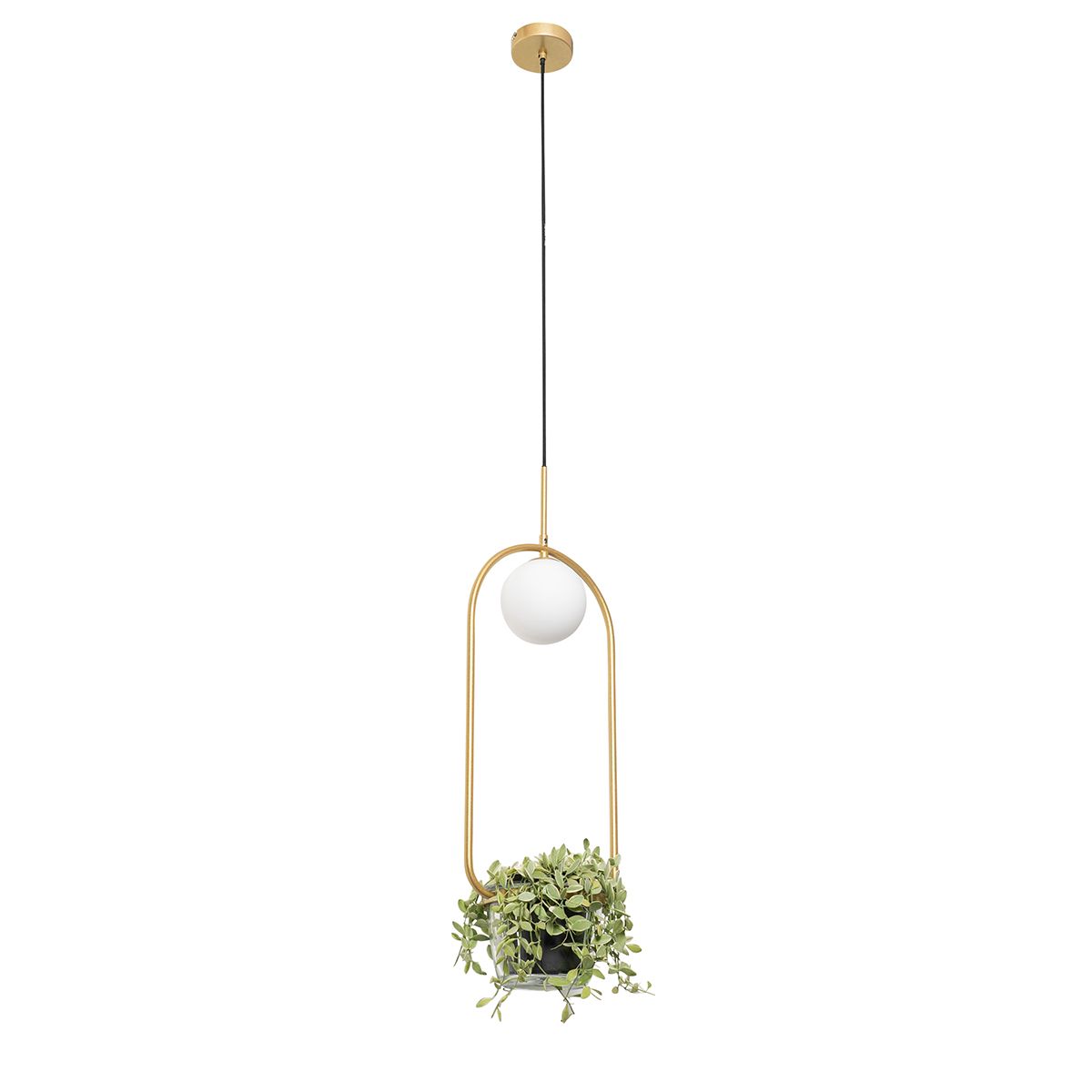 Art deco hanglamp goud met wit glas - Isabella