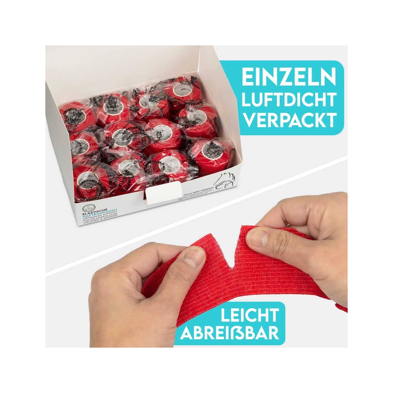HUND IST KÖNIG Verband selbstklebend, Selbstklebende Bandage für Mensch & Tier (12 Stk) rot 5 cm, 47 m