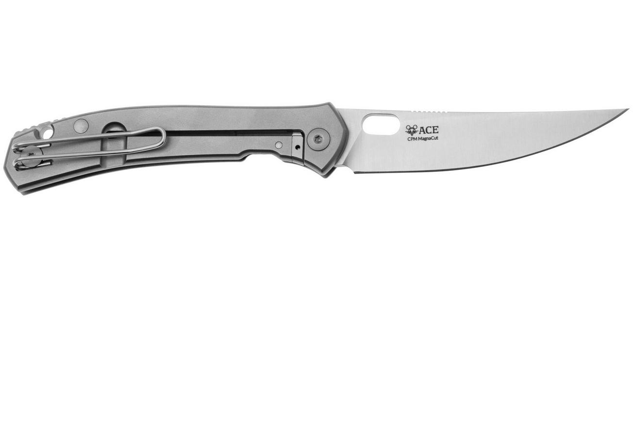 GiantMouse ACE Bleecker Satin CPM Magnacut, Full Titanium, zakmes, Ansø en Voxnaes design