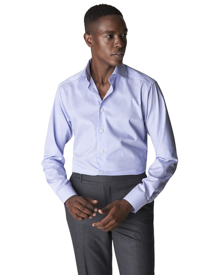 ETON Slim Fit Mid Blue Twill Shirt Blå