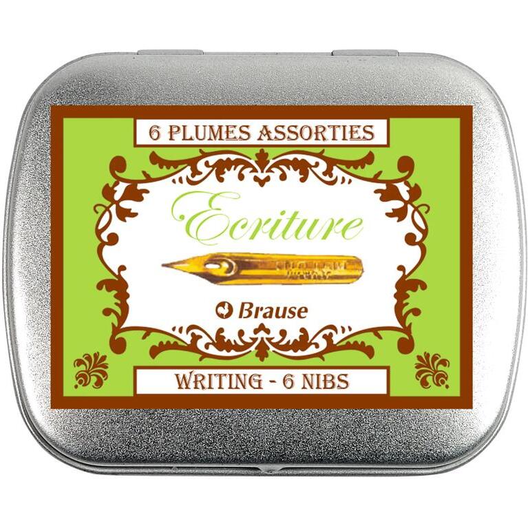 BOITE METAL 6 PLUMES ECRITURE