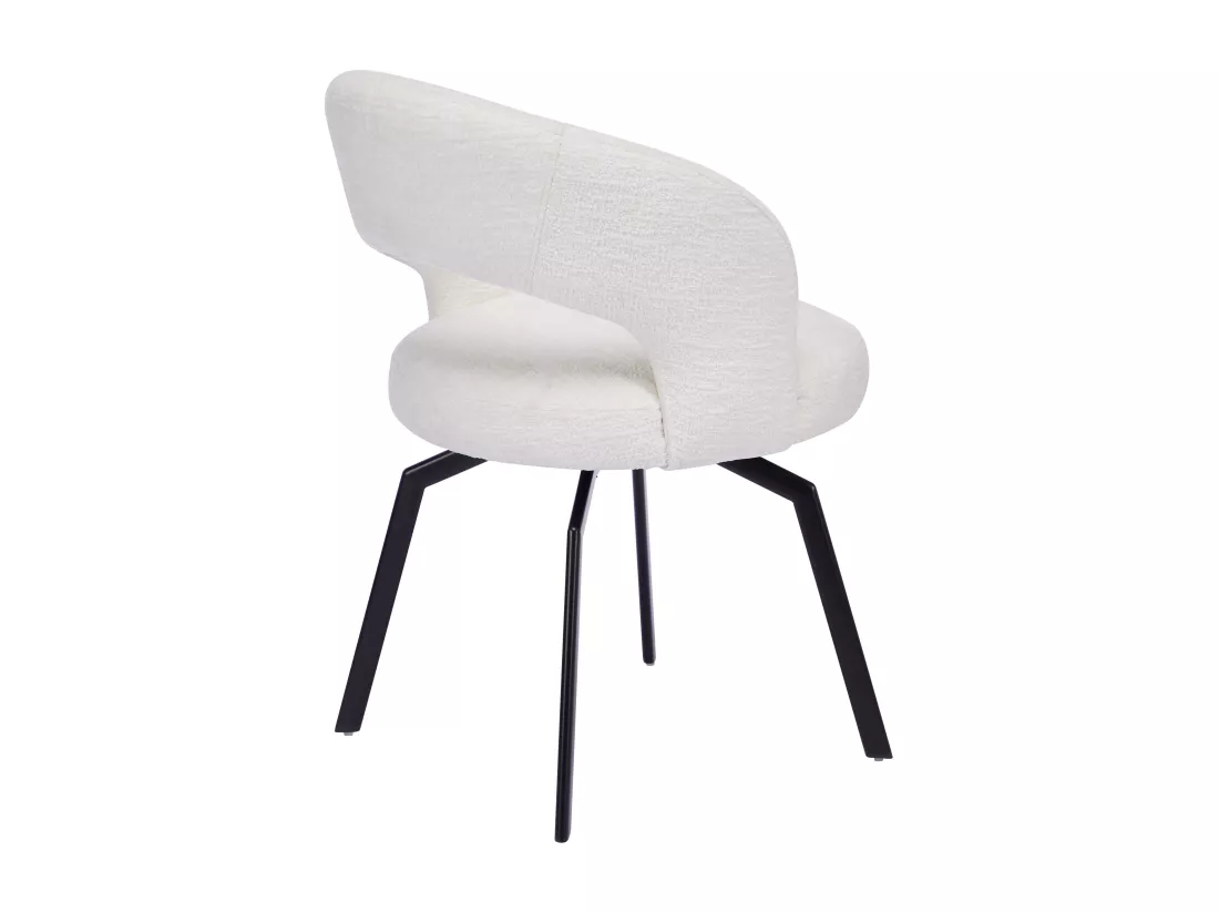 Lot de 2 chaises pivotantes en tissu texturé et métal noir - Crème - MILEANE