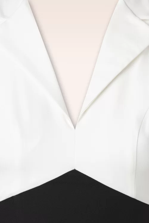 Glamour Bunny Business Babe Dianne tweekleurige swing jurk in zwart en wit