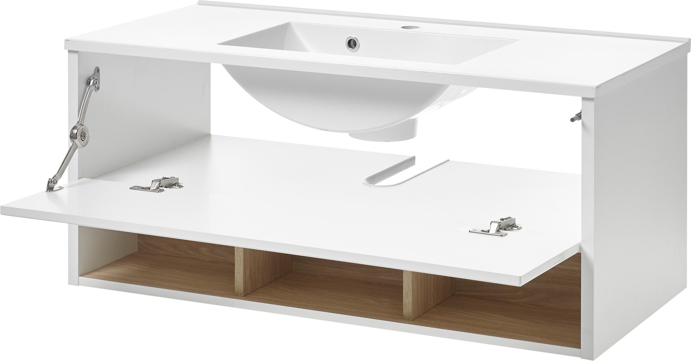 PLACES OF STYLE Waschtisch »Studio Line, Waschtisch inkl. Waschbecken, modernes Design« in zwei Farben verfügbar, ausreichend Stauraum
