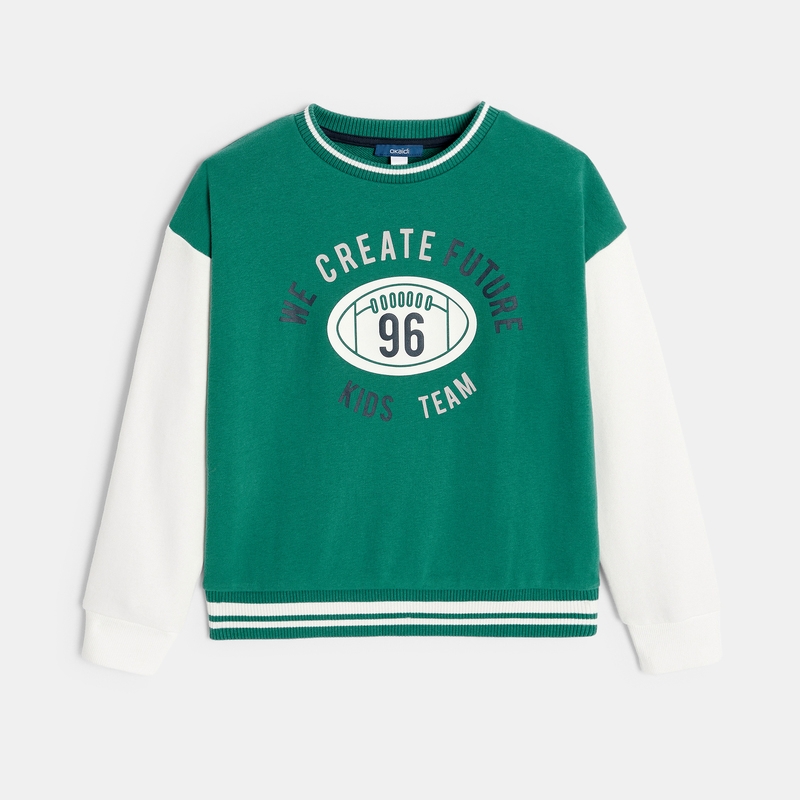 Sweat-shirt style rugby vert garçon