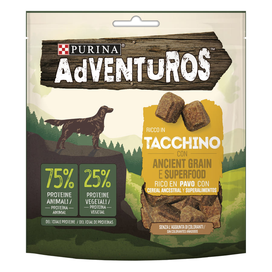 Petiscos Adventuros de Peru e Cereais Ancestrais para Cães