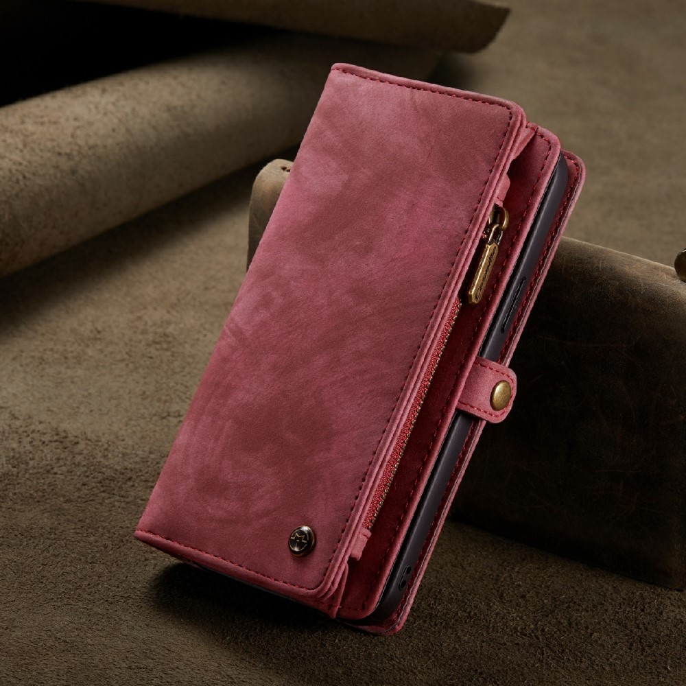 iPhone 13 Pro 2in1 Leder Tasche   Magnet Hardcase Karten Etui - Rot