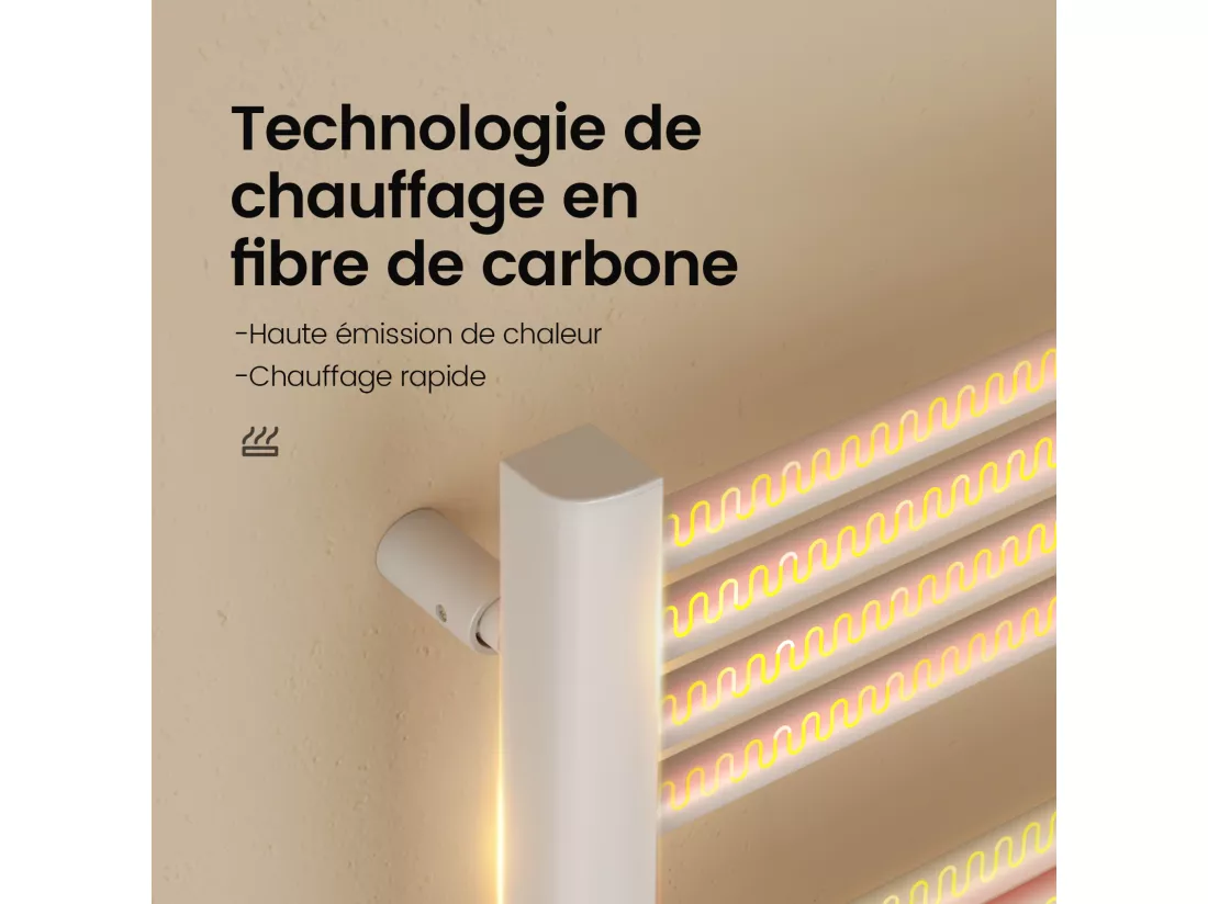 EMKE Sèche-Serviettes Électrique 750 x 400 mm, Porte-serviettes de salle de bain électrique avec interrupteur tactile et minuterie, Blanc, 180W