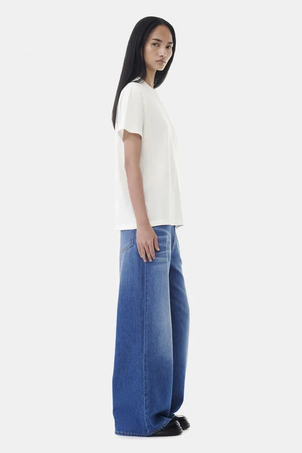 Ganni Basic Jersey Rhinestone Relaxed T-s Egret
