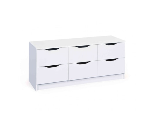 TERRE DE NUIT - Commode 6 tiroirs en bois blanc - co12052-4