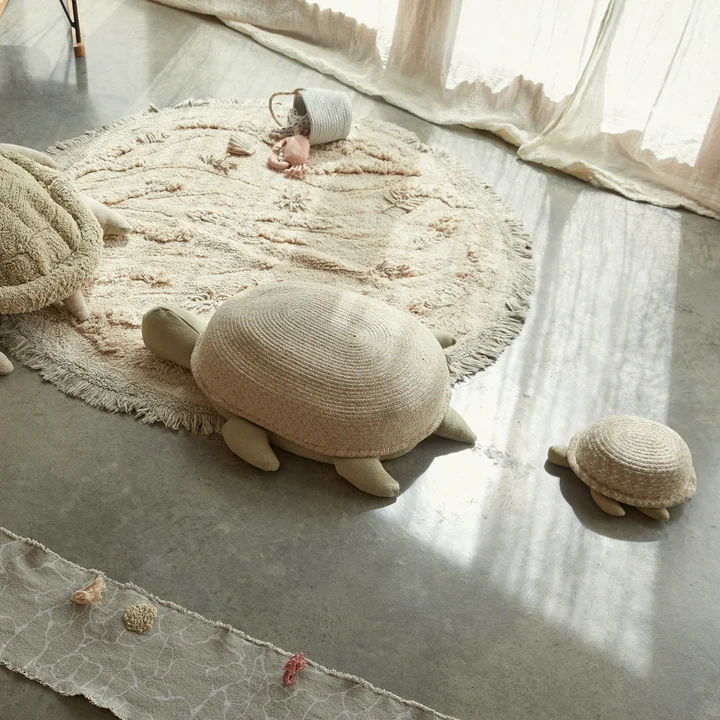 Lorena Canals - Sea Turtle Aufbewahrungskorb, Mama, 45 x 70 cm, natur / olive