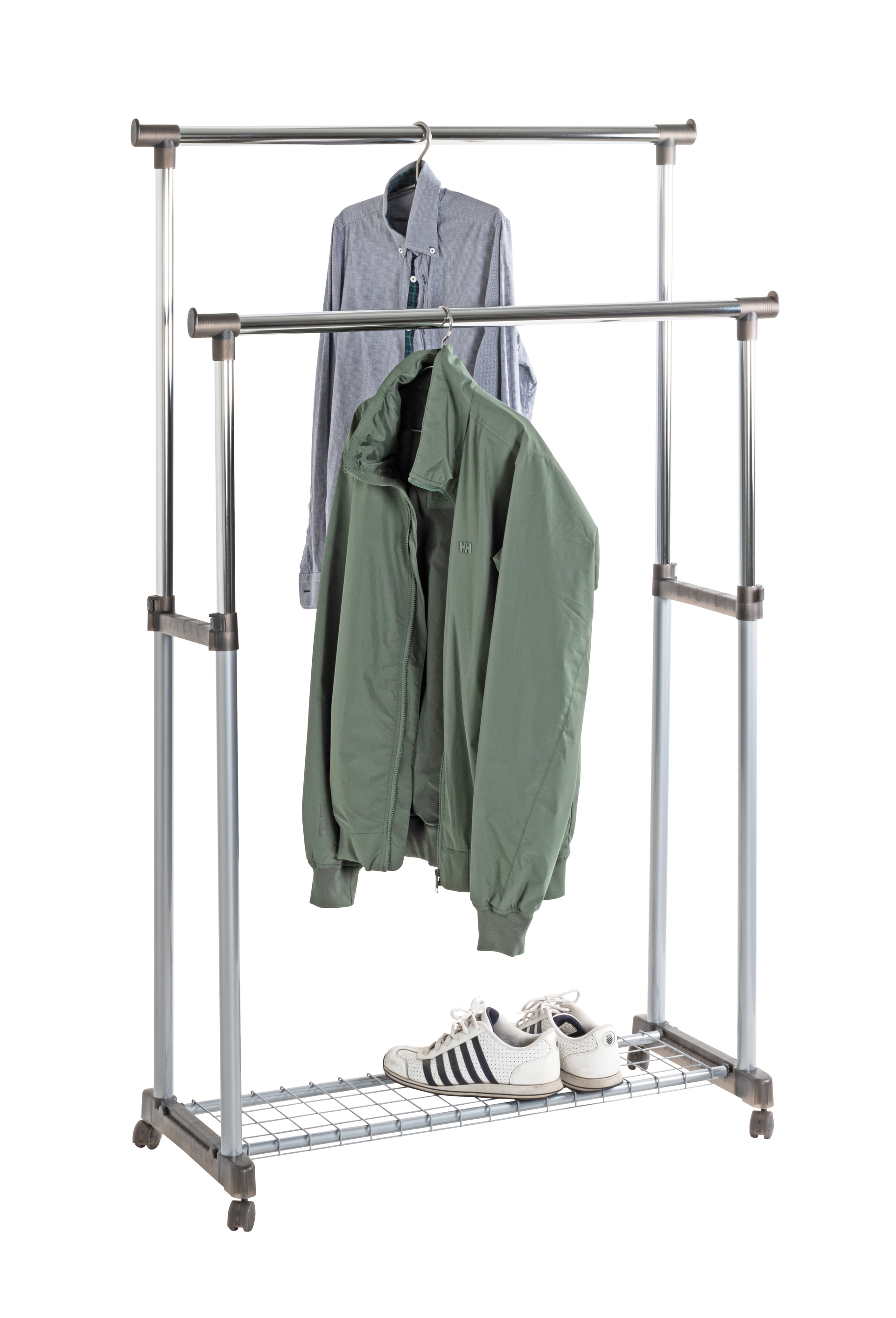 Rollgarderobe 95 x 95-170 x 43 cm Metall chromfarbig