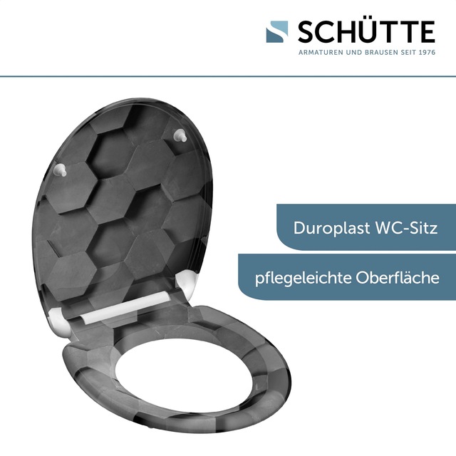 Schütte WC-Sitz »Grey Hexagons« Duroplast, mit Absenkautomatik und Schnellverschluss