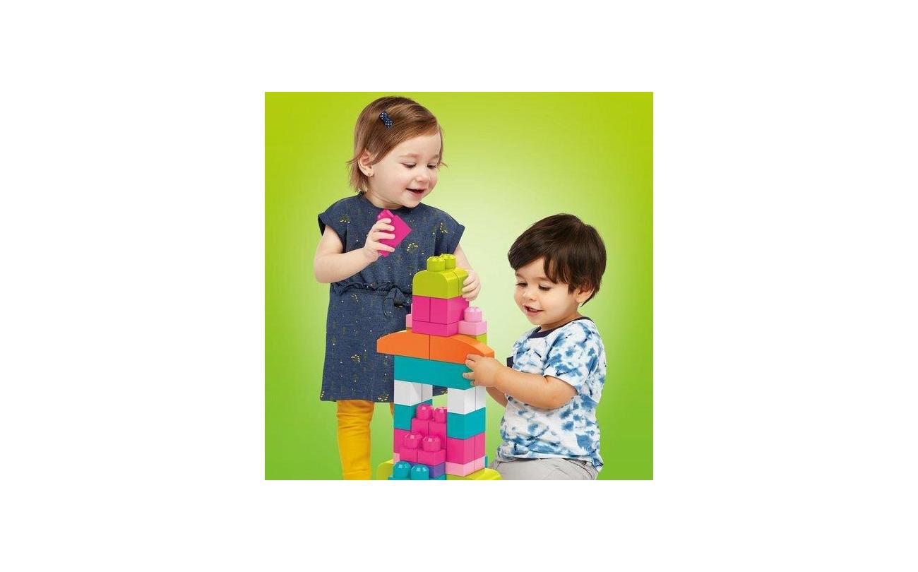 Mega Bloks First Builders tas 60 bouwblokken roze