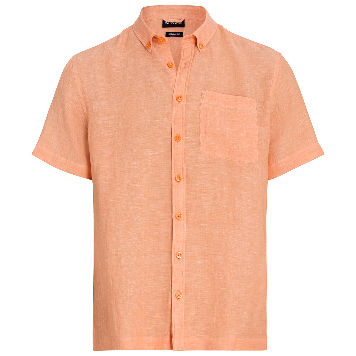 VanVaan Herren Leinen-Hemd mit kurzen Ärmeln hellorange