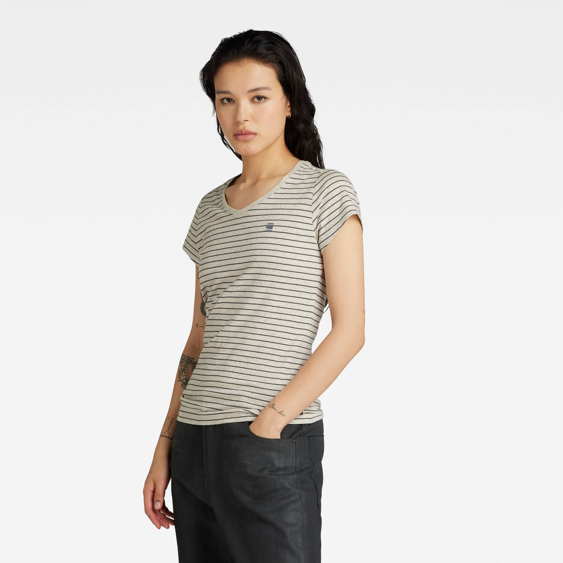 G-Star RAW| Damen T-Shirt STRIPE EYBEN SLIM V T 2.0