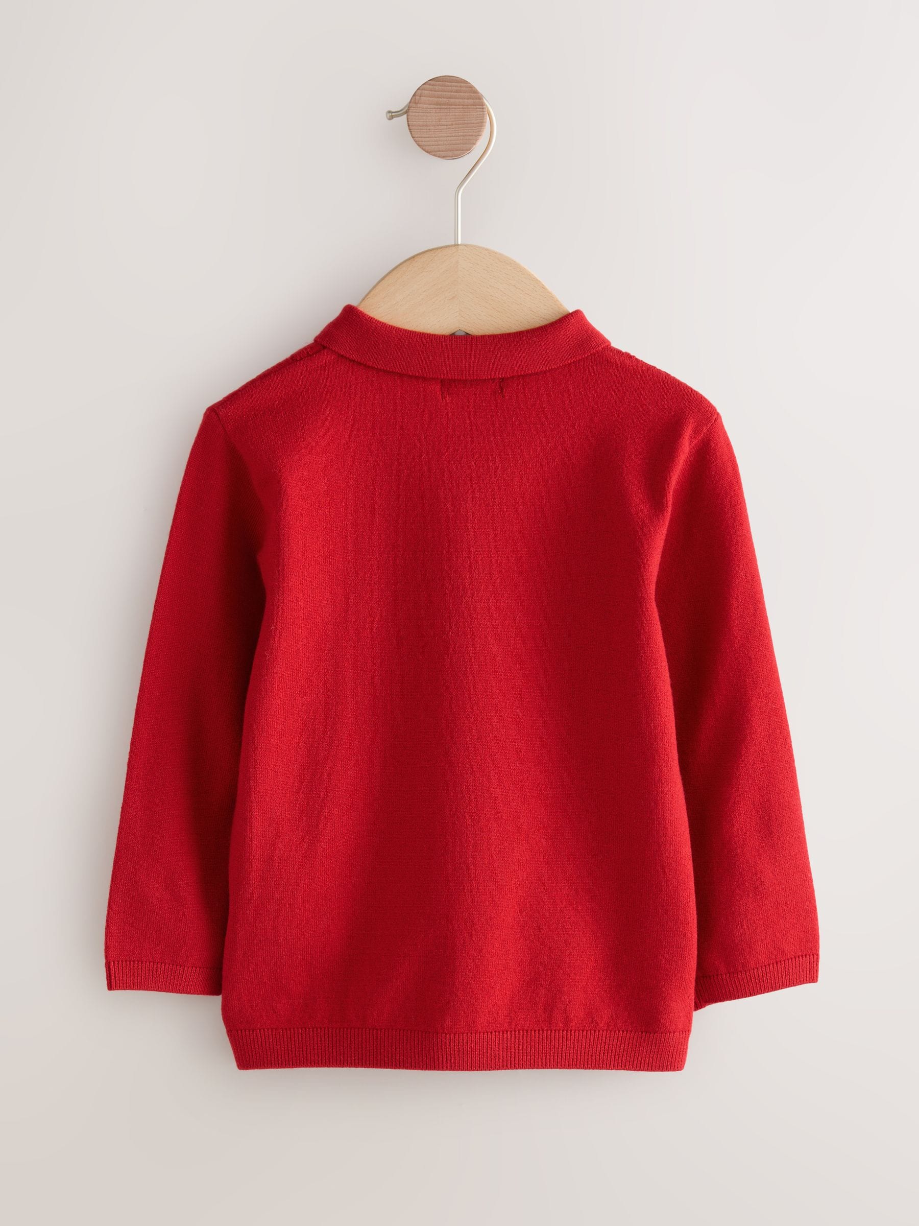 Rood - Poloshirt met kabelbreisel (3mnd -7jr)