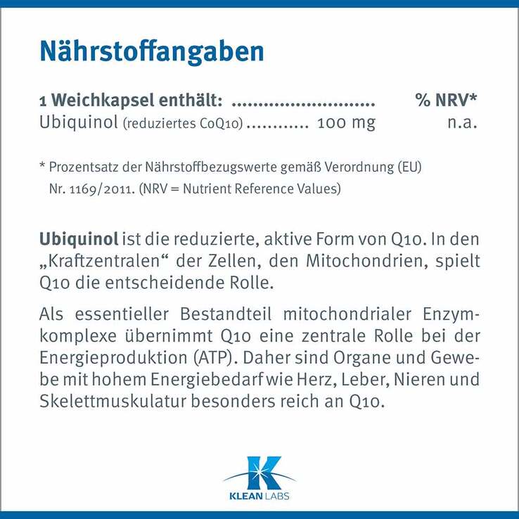 Ubiquinol Coenzym Q10 reduziert 100 mg Kapseln, 60 St