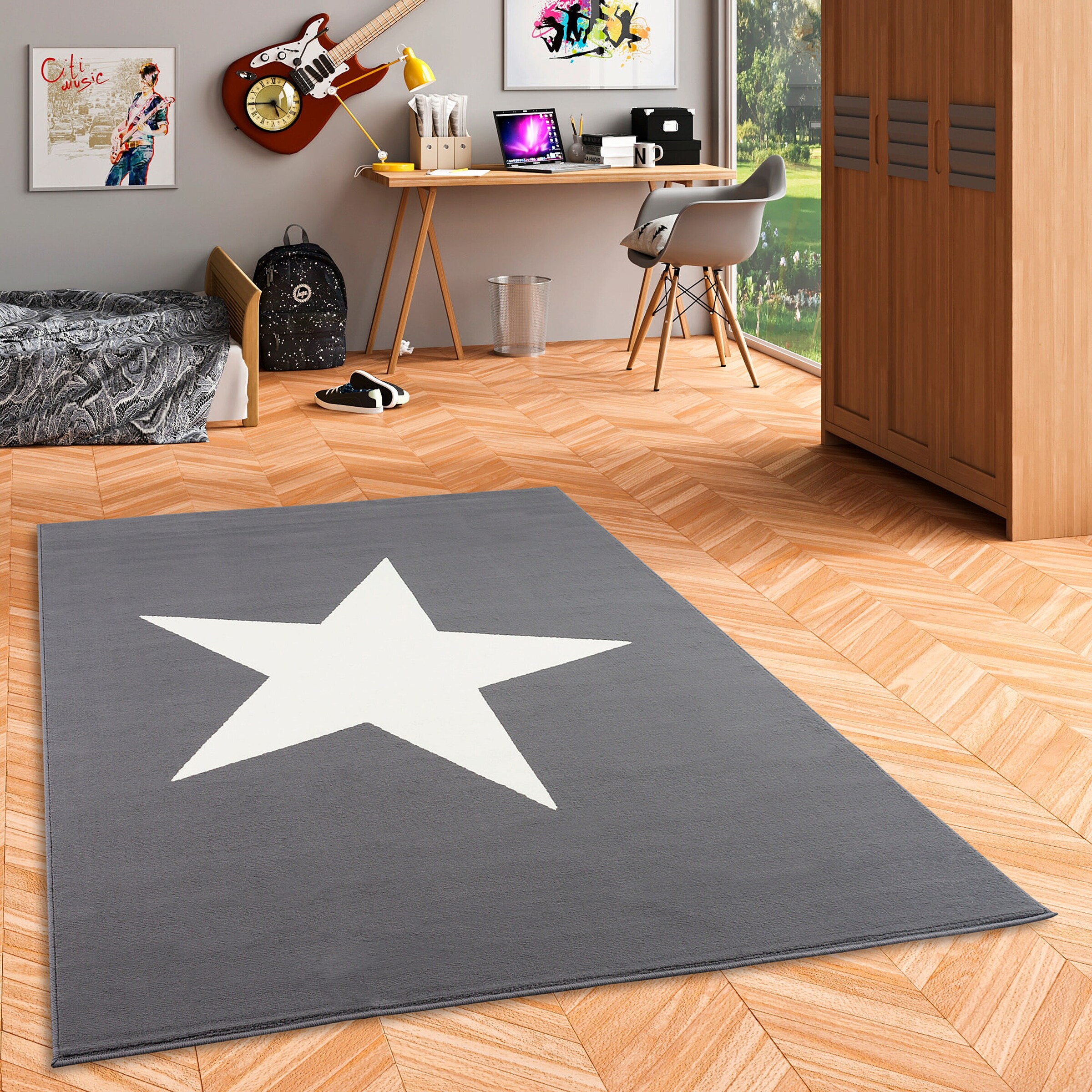 Pergamon Kinder und Jugend Teppich Trendline Stern Anthrazit