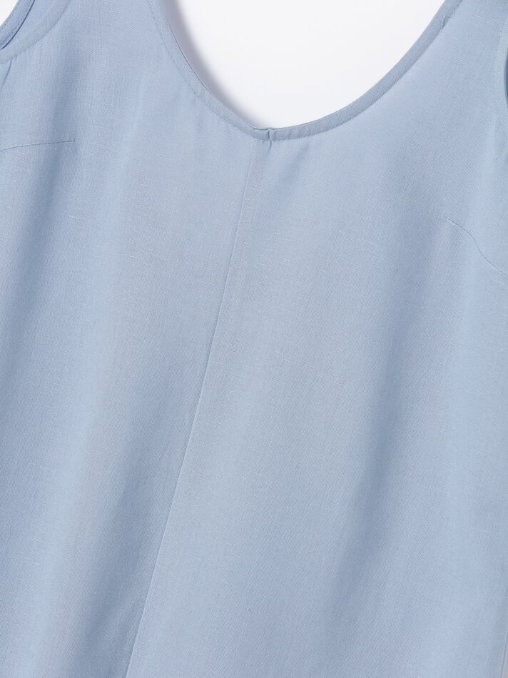Macacão de linho oversized - Azul Médio