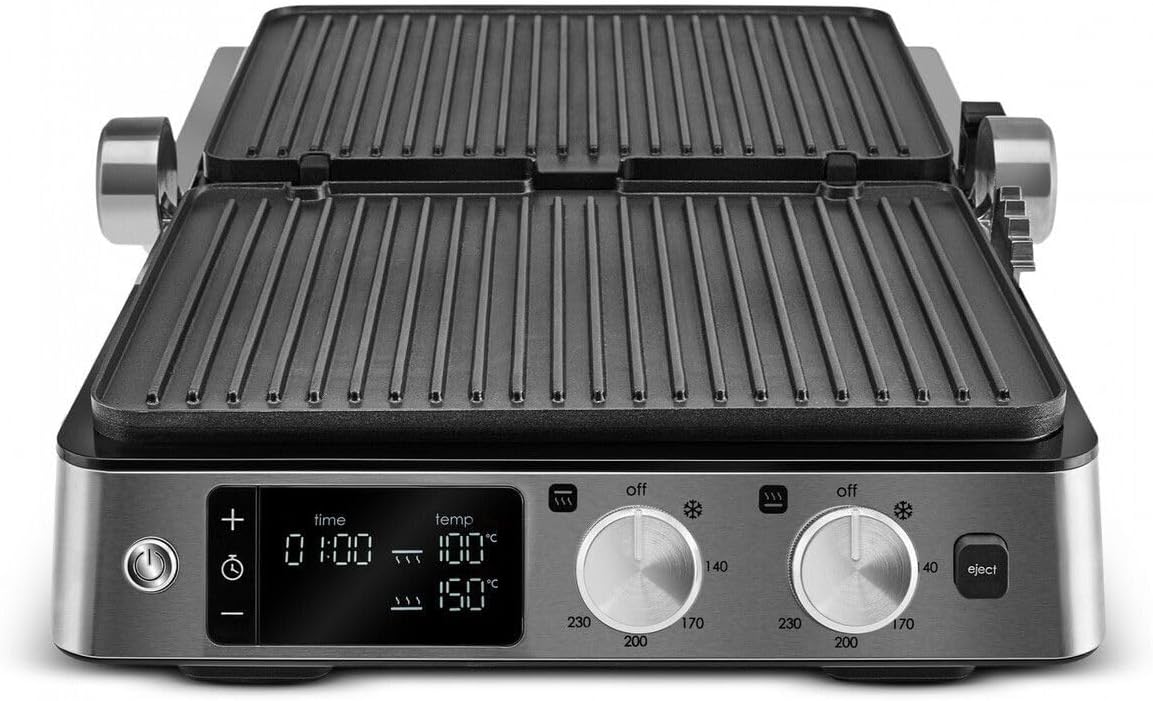 Karaca Compact Steel Sear & Grill Inox 2008 Sandwichmaker 3 in 1, Elektrogrill, Toaster Sandwichtoaster & Kontaktgrill mit Schnellaufheizung, Temperaturregelung & Höhenverstellung, Tost Makinesi