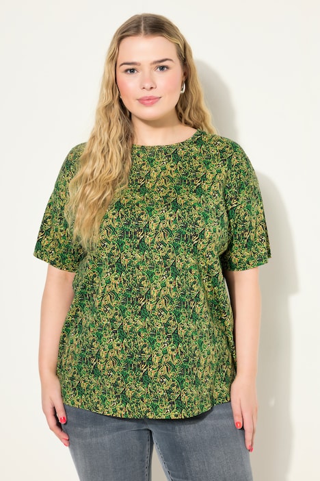 T-Shirt, Rundhals, kleiner Paisley Print