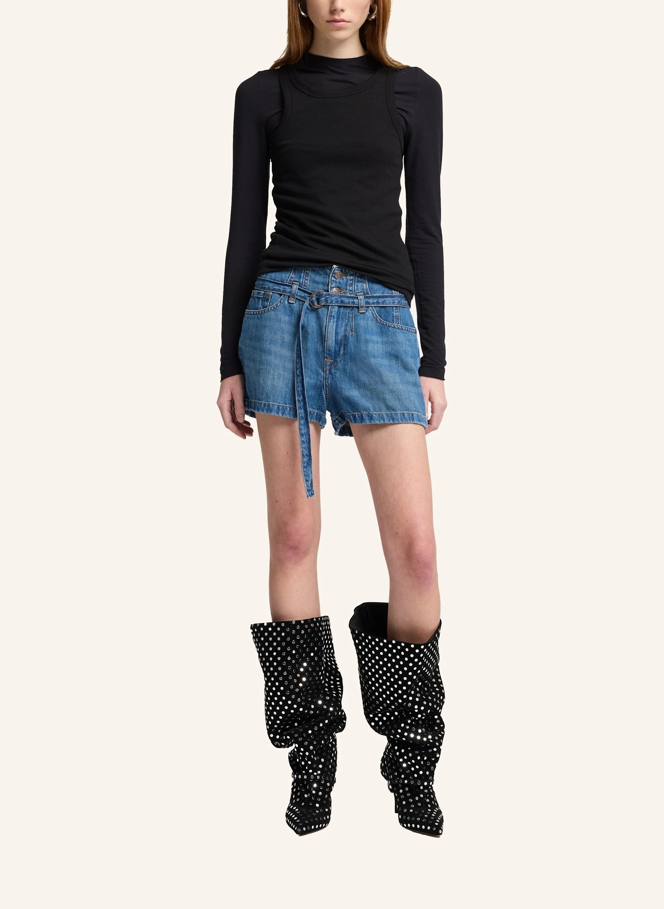 7 for all mankind BELTED Denim Shorts