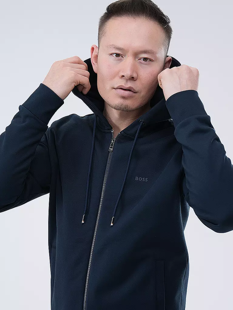 BOSS Kapuzensweatjacke SEEGER blau
