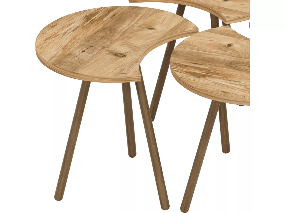 Set de 4 tables basses emboîtables 48 x 77 x 77 cm effet bois [en.casa]