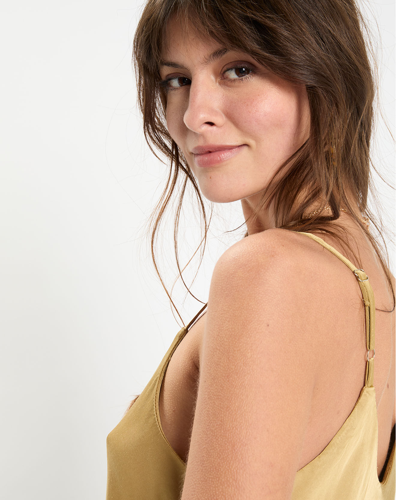 Lauren Vidal Top satiné Must doré