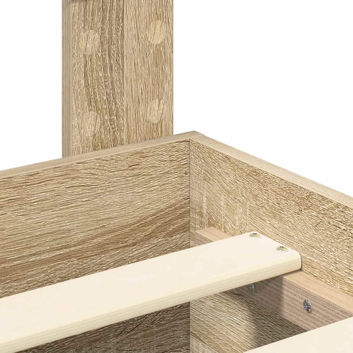 vidaXL Bettrahmen mit Kopfteil Sonoma-Eiche 200 x 200 cm Holzwerkstoff, Stylisches Bettgestell, Moderne Lagerung, funktionale Schlafzimmermöbel, langlebiger Holzwerkstoff, platzsparendes Design für