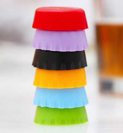 (12er Set) Ø25mm Silikon Flaschenverschluss Kronkorken Deckel für Glas / PET Flaschen - Bunt