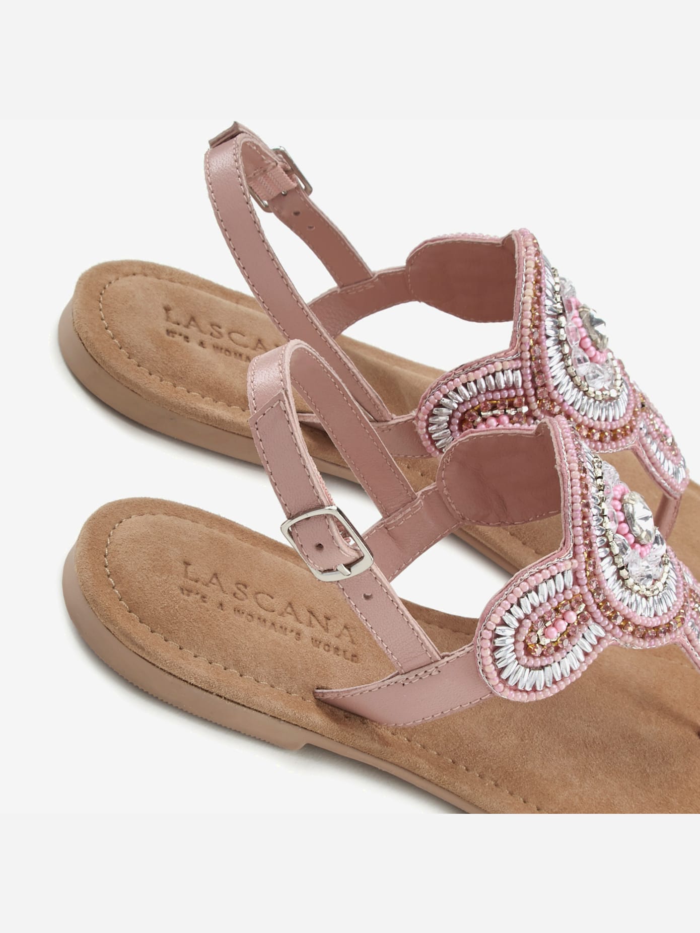 Tongs sandales avec petites pierres fantaisie et perles décoratives