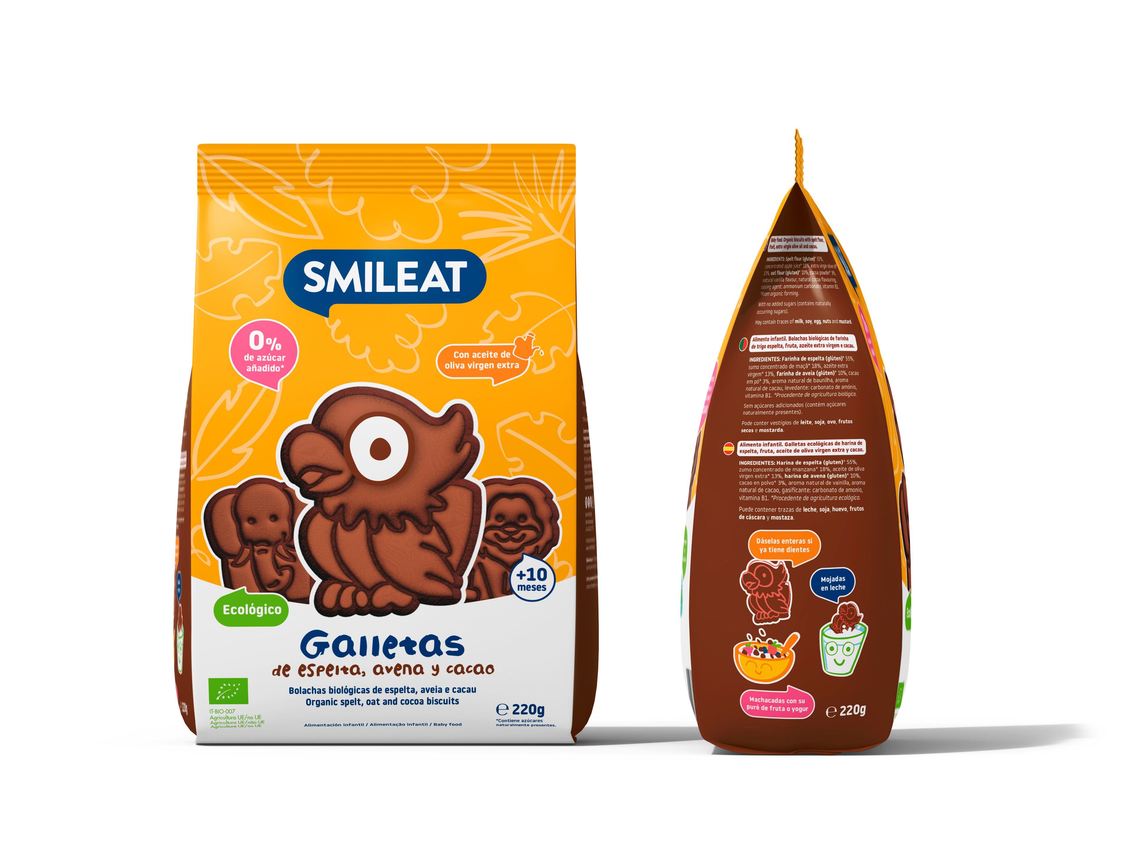 BOLACHAS SMILEAT BIO ESPELTA AVEIA CACAU 220G