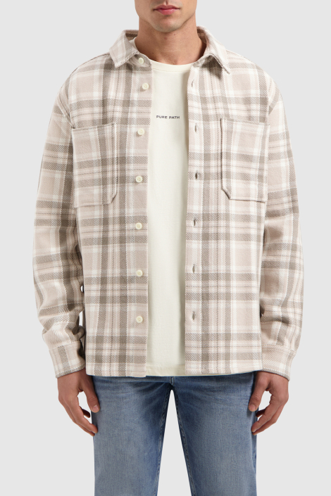 Pure Path beige heren overhemd