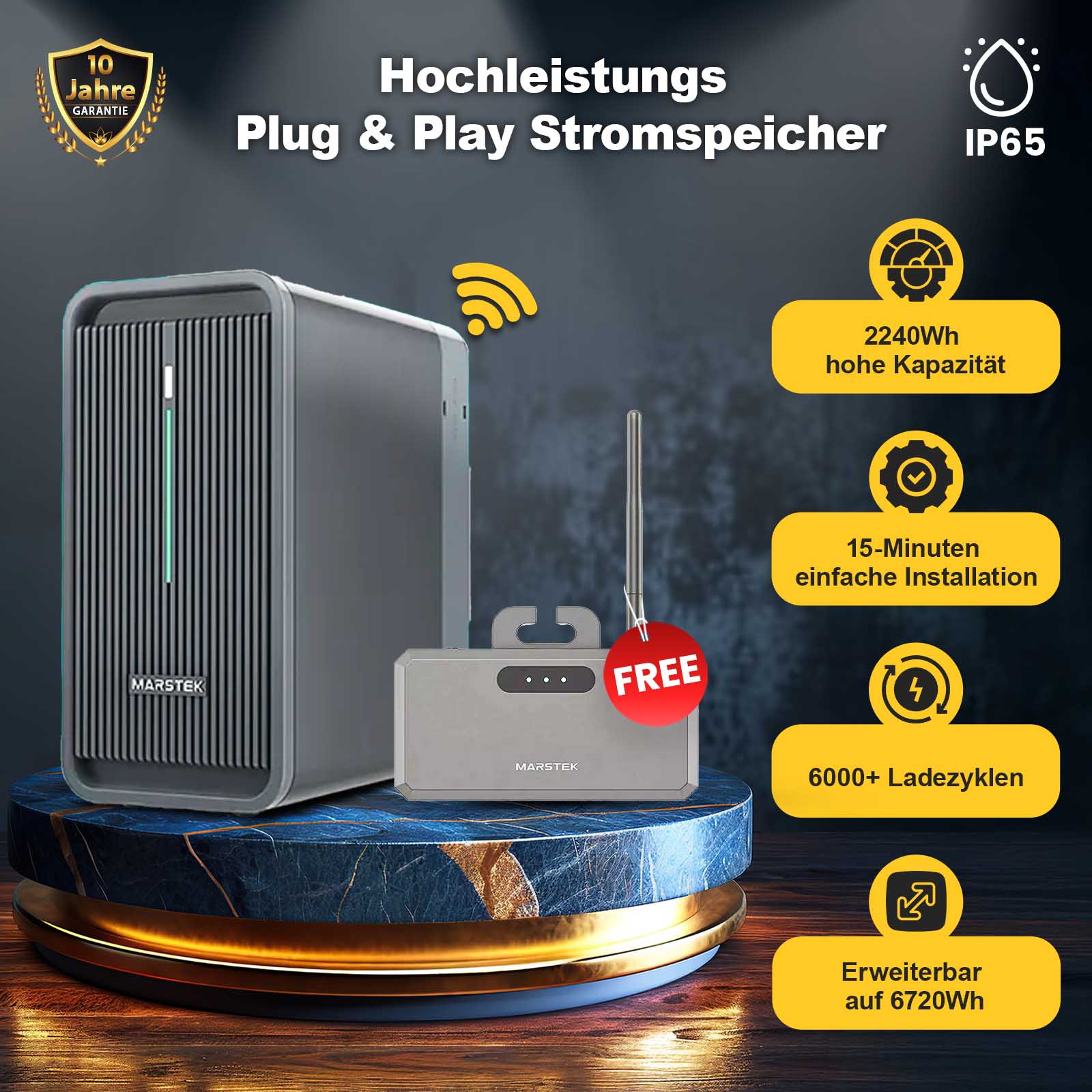 Epp 1760W/1600W Balkonkraftwerk mit Speicher Komplettset 2,24 kWh Marstek B2500-D Speicher mit DEYE 1600W WIFI Wechselrichter Smart Mini Anlage