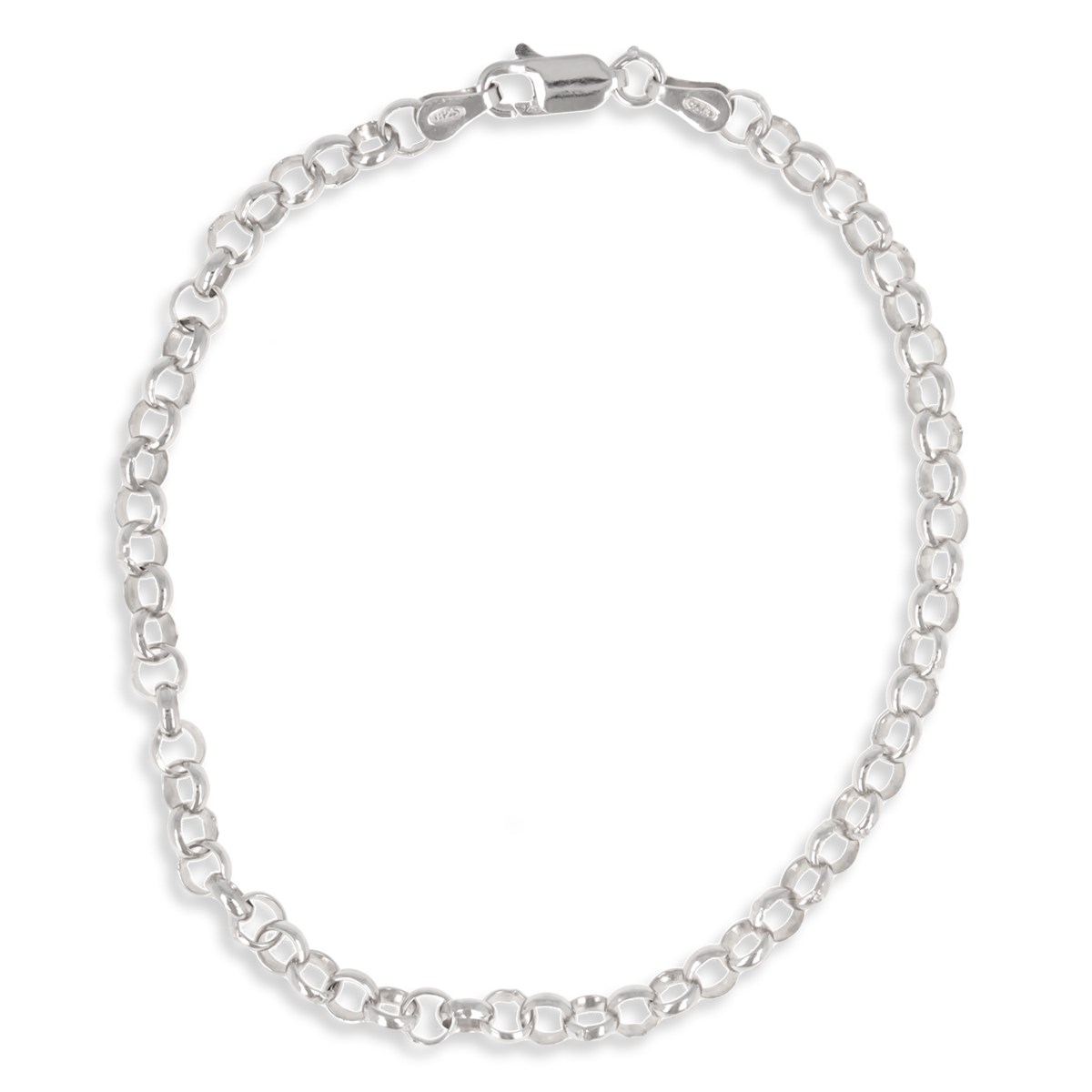 Bracelet Argent rhodié chaîne maille jaseron longueur 19cm