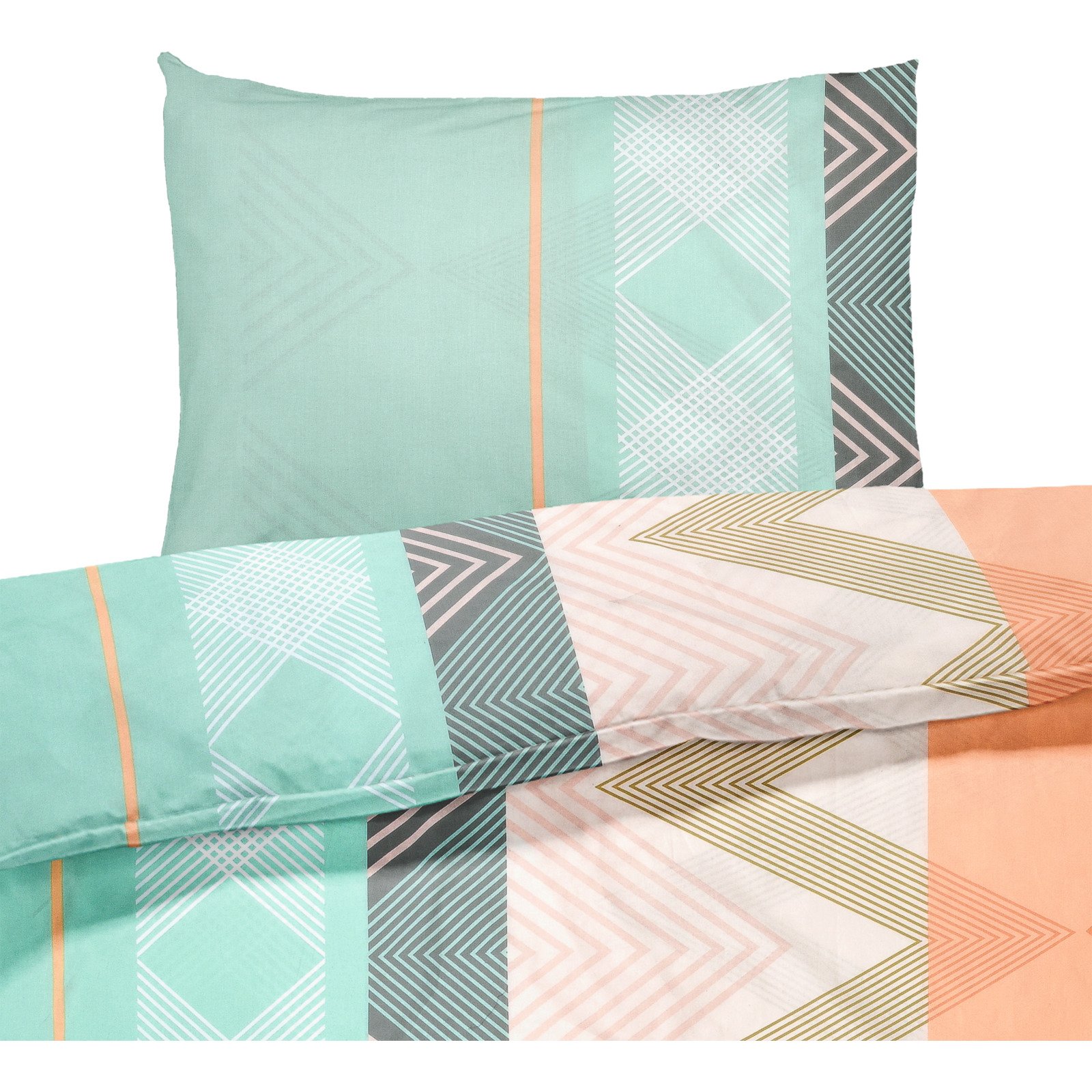 Bettwäsche Renforcé Zickzack mint 160x210 65x100 Bettanzug Nord