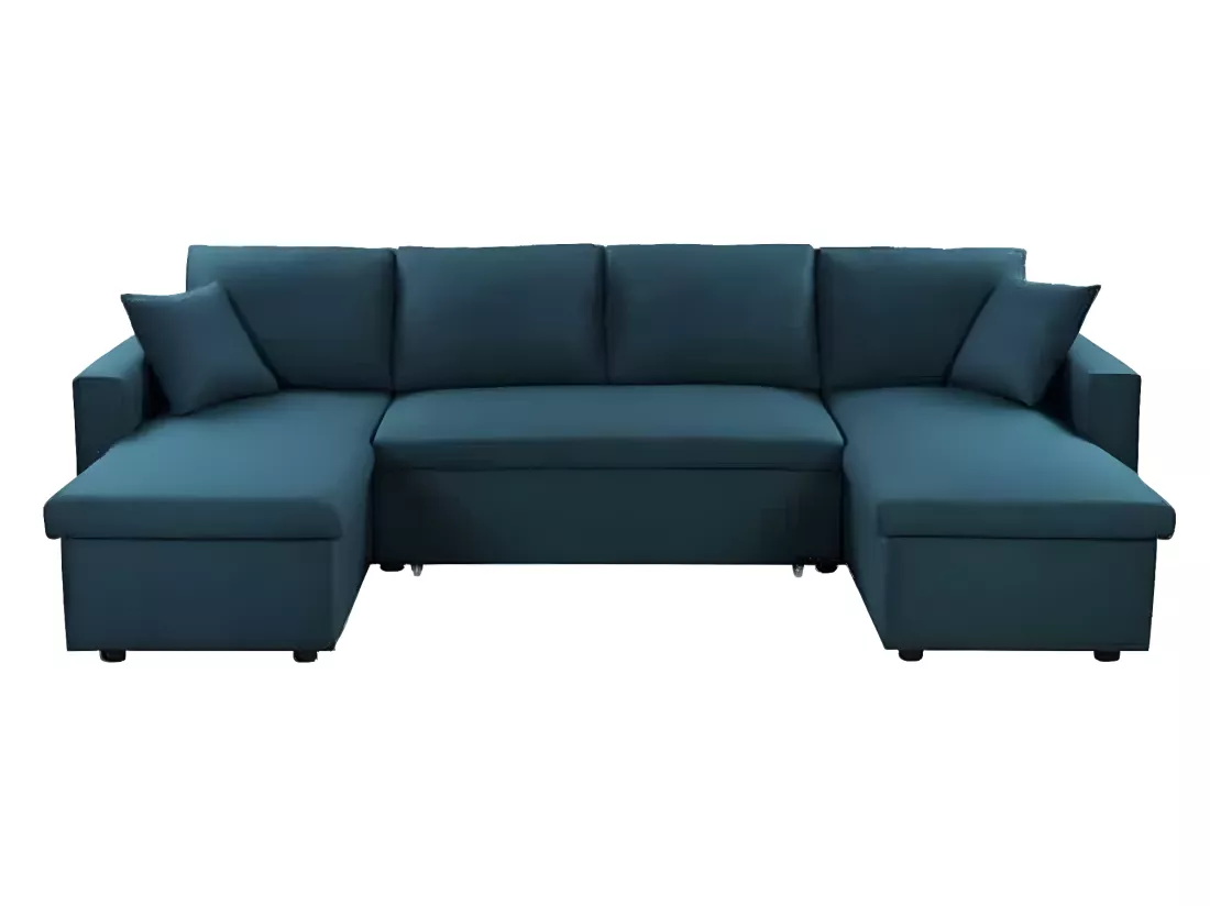 Canapé Panoramique Convertible avec 2 Coffres en Tissu