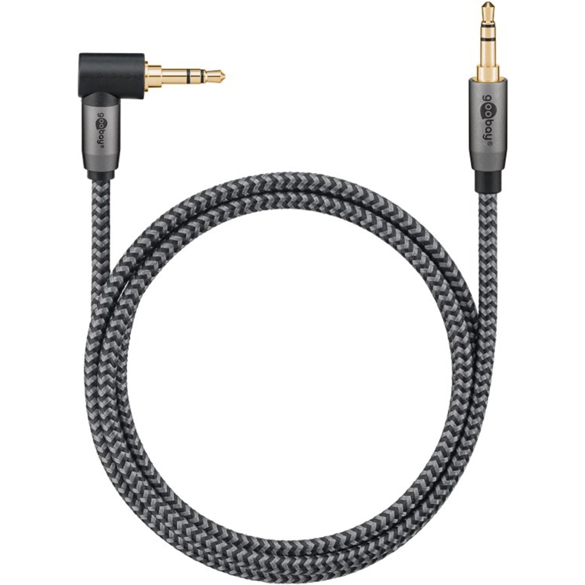 goobay Kabel Plus Audio Verbindungskabel AUX 3,5mm stereo, 90°