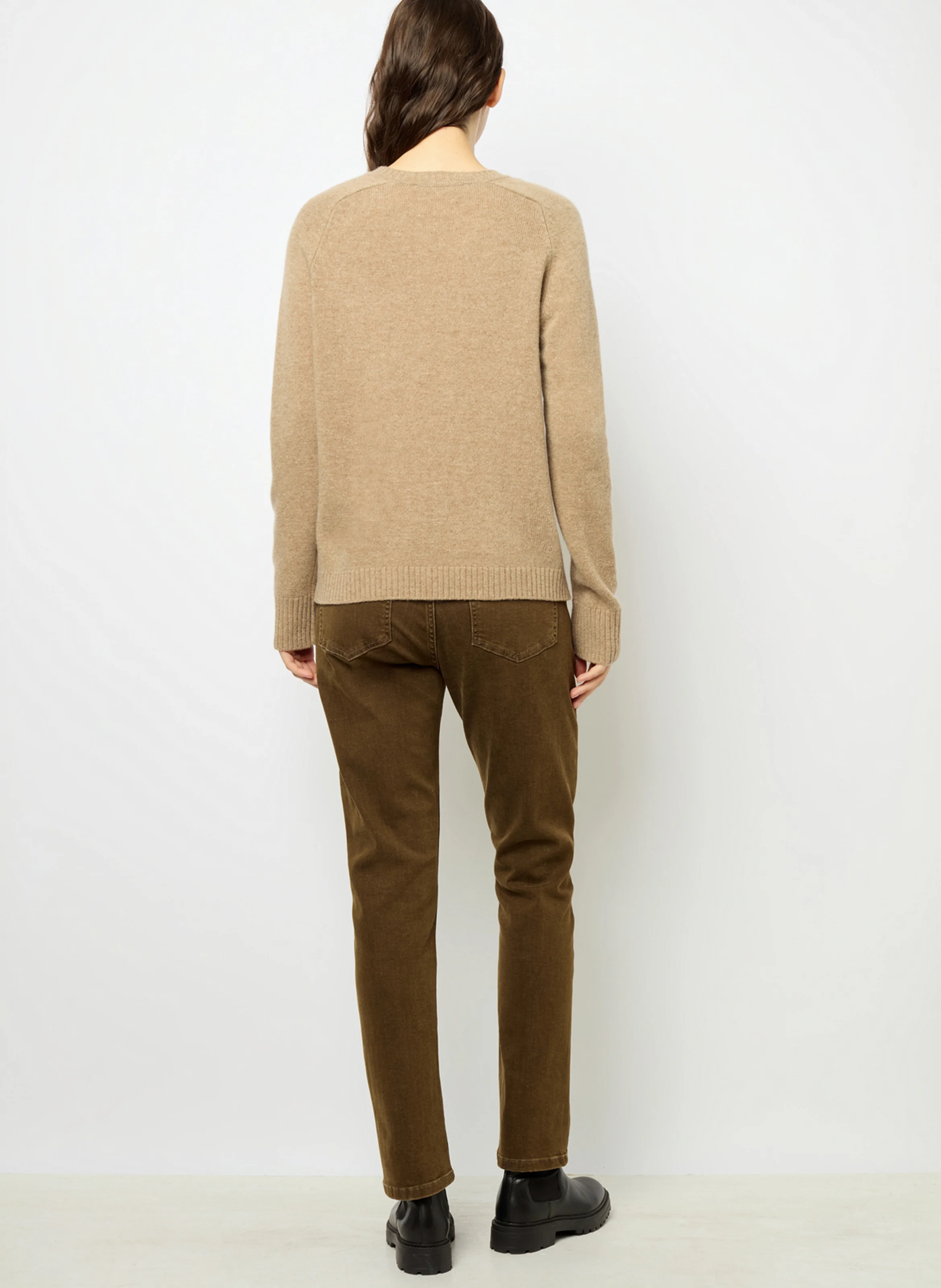 JOLENE - Pull col rond en laine mélangée| Beige