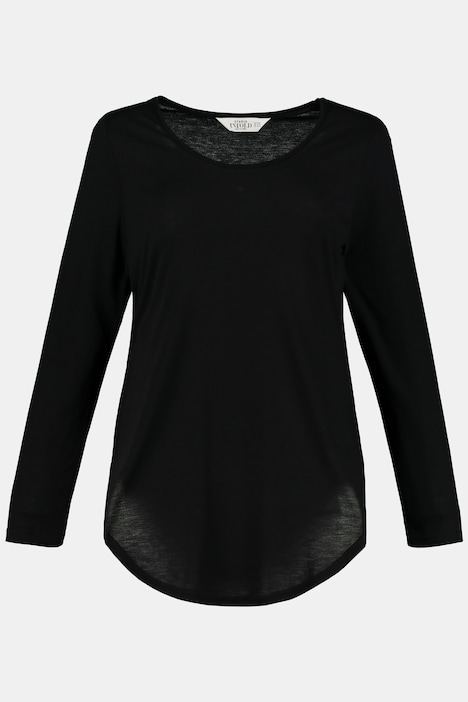 Shirt, Langarm, gerundeter Saum