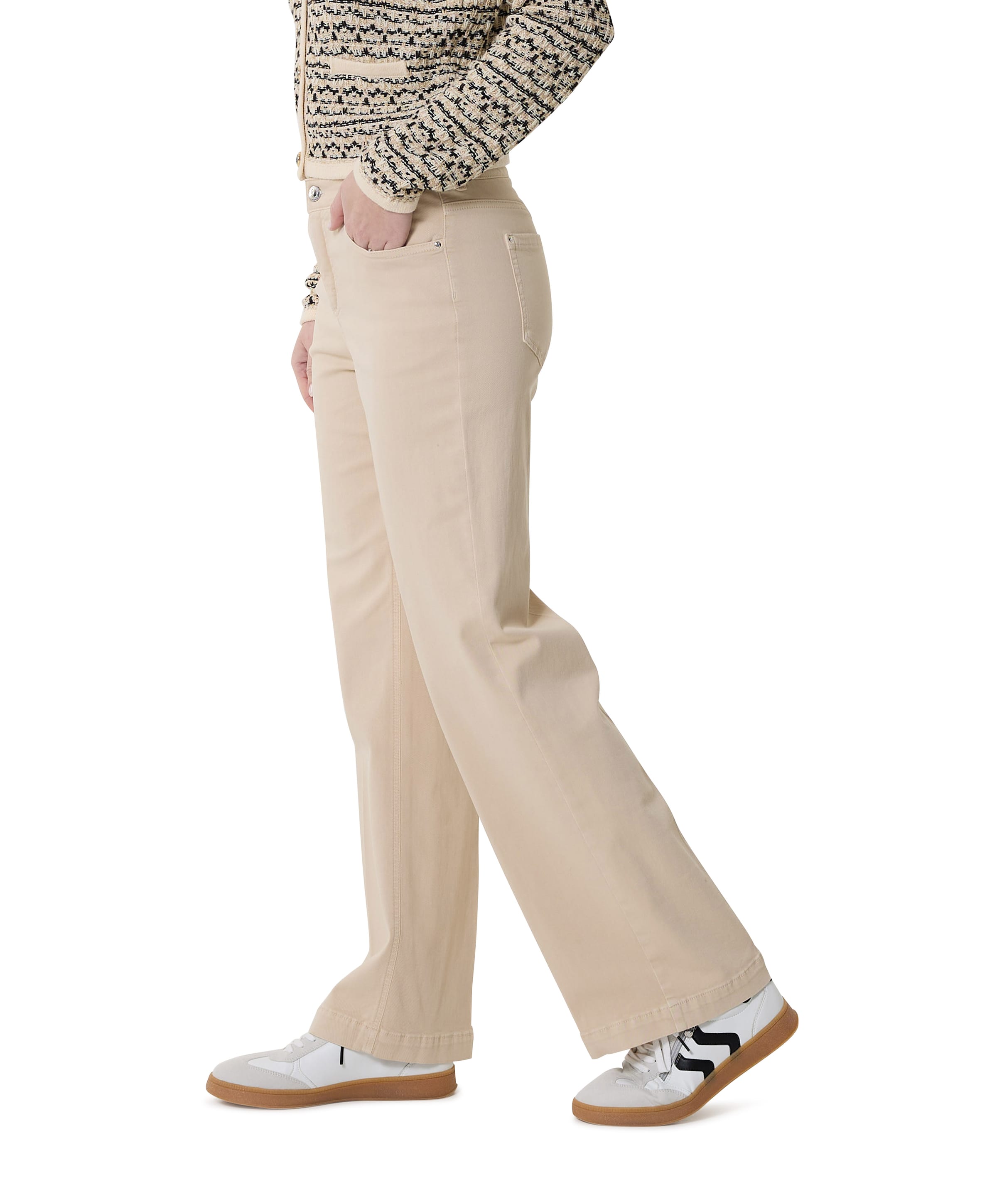 Gardeur Wide leg Feminine broek beige