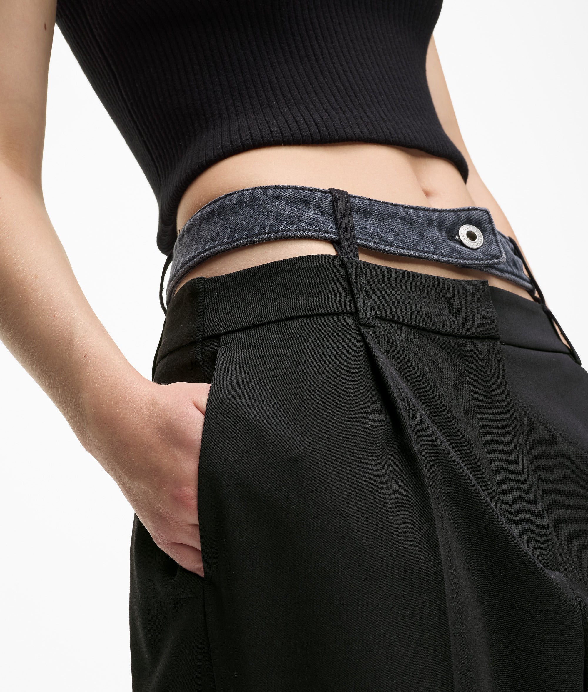 Broek met dubbele tailleband