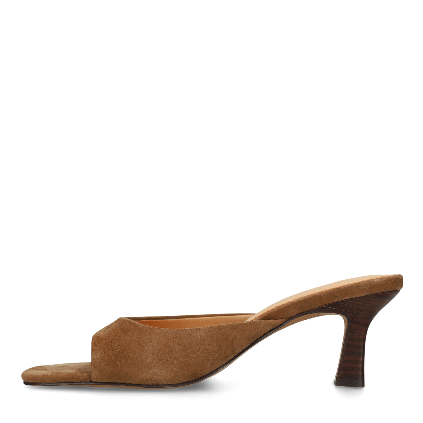 Cognac suède sandalen met hak