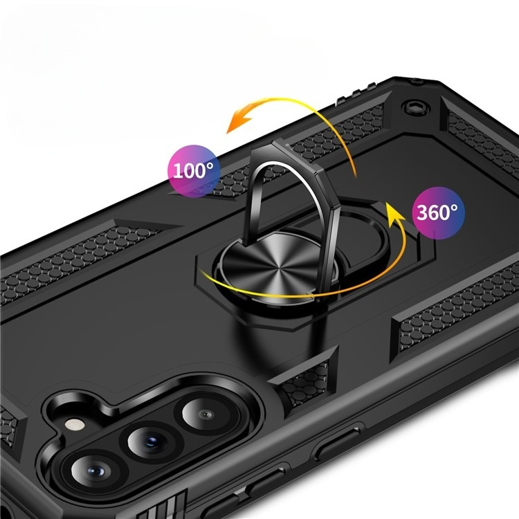 Samsung Galaxy A56 Hybrid Hardcase Hülle   Magnetischer Kickstand Haltering - Schwarz