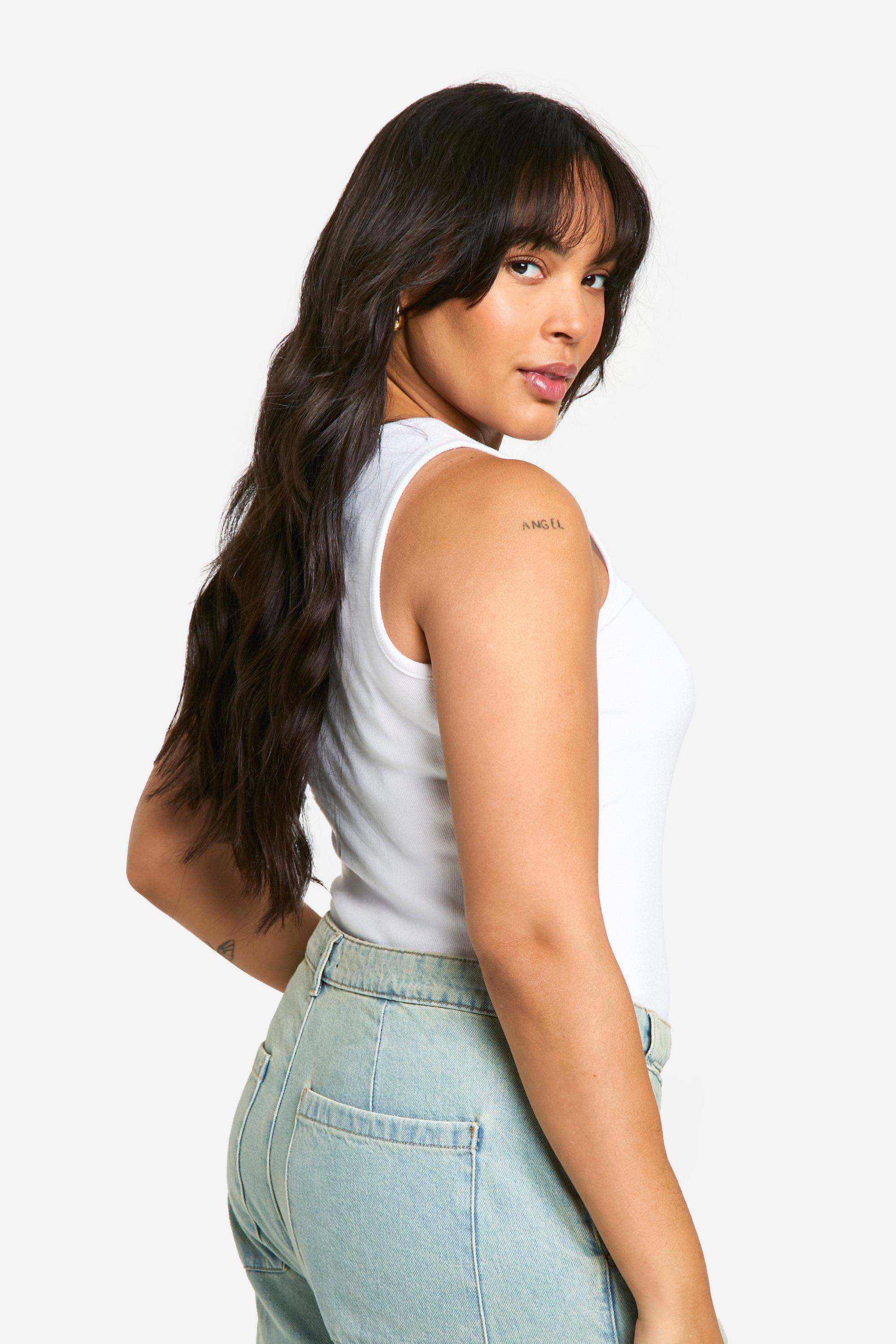 boohoo Boohoo Basics Plus Gilet sans manches long à rayures côtelées et à larges bretelles