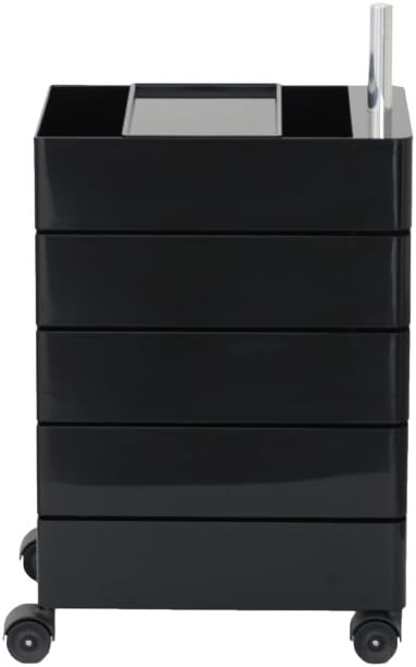 Magis ABS glänzend 360 Grad Büro Container, Metall Plastik, schwarz, 5 Drawers